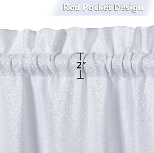 CAROMIO White Kitchen Curtain for Window 24 Inch Waterproof Kitchen Curtains Waffle Weave Half Window Curtain for Bathroom, Short Tier Cafe Curtai...