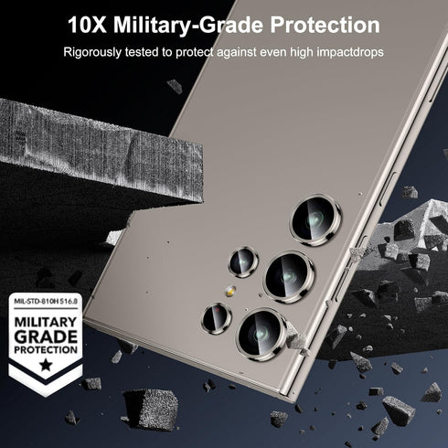 WSKEN for Samsung Galaxy S24 Ultra Camera Lens Protector, Ultra Thin Scratch Resistant 9H Tempered Glass with Aluminum Metal Circle Camera Screen ...