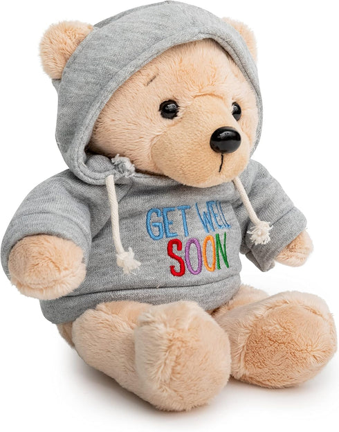 Ganz 9" Get Well Soon Teddy Bear with Gray Hoodie - Feel Better Gift for Kids & Women (Tan Nose Stuffed Animal)...