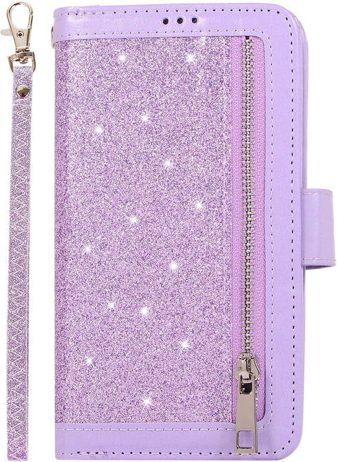 EYZUTAK Wallet Case Compatible with iPhone 12 Mini 5.4 inch 2020,Magnetic Handbag Zipper Pocket PU Leather Flip with 9 Card Slots and Wrist Strap ...