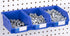 Pegboard Bins - 3 Pack Blue Large - Hooks to Any Peg Board - Organize Hardware, Accessories, Attachments, Workbench, Garage Storage, Craft Room, T...