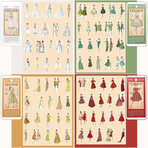 160Pcs Vintage People Stickers, Retro Fashion Paris Ladies Girls Women Aesthetic Washi for Scrapbooking Supplies,Vinyl Bullet Junk Journal Kit Alb...