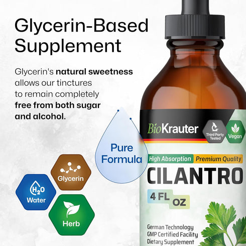 Cilantro Supplement - Organic Cilantro Leaf Tincture - Rich Source of Antioxidants - Natural Body Cleansing & Detox Liquid - Vegan, Alcohol Free D...