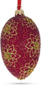 Golden Flower on Red Glass Egg Ornament 4 Inches...