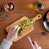 Mini Bamboo Cutting Board with Juice Groove and Handle (8.75inch x 4.25inch); Rounded Bamboo Cutting Board Vegetable Chopping Board Great for Cutt...