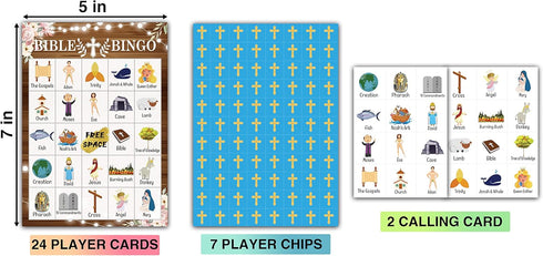 Bible Bingo Party Game Cards, Christian Nativity Bingo, Party Favor for Christian Sunday Church, 24 Players for Adult Party Games Supplies -06...