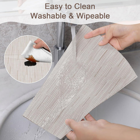 SHACOS Wedge Placemats for Small Round Table Set of 4 Woven Vinyl PVC Placemats Heat Resistant Wipeable Indoor Outdoor Table Mats (4, Beige)...