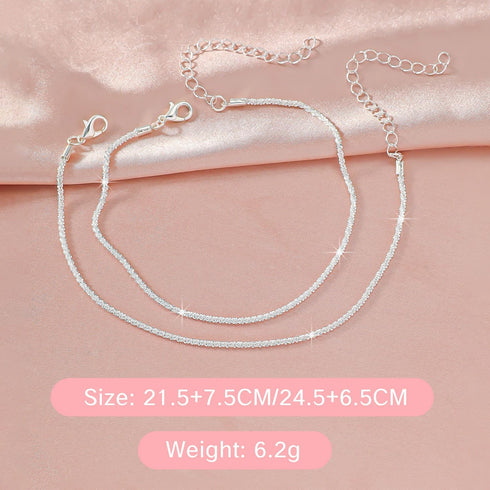 Foot Bracelets Beach Diamond Anklets for Women Bling Silver Layered Foot Bracelets 925 Sterling Silver Rhinestone Anklets Adjustable Waterproof Ch...