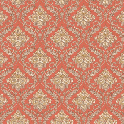 Y1232 Luxury Damask Peel and Stick Wallpaper 17.7" x 9.8ft Red Removable Contact Paper Self-Adhesive Damask Furniture Paper Drawer Shelf Liner Vin...
