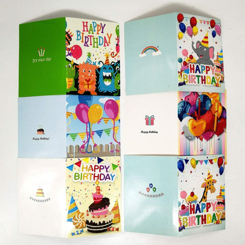 Birthday Cards DIY 5D Diamond Painting Car Number Kits for Adults, 6Pcs 5 x 7 Inch Party Full Drill Design with Envelopes & Tools Included Greetin...