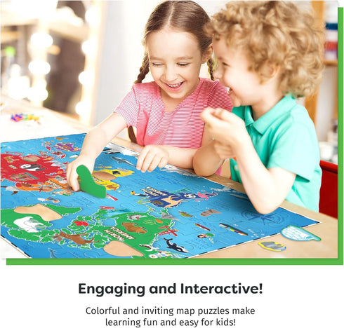 World Map Puzzle for Kids - 75 Piece - World Puzzles with Continents - Childrens Jigsaw Geography Puzzles for Kids Ages 4-8, 5, 6, 7, 8-10 Year Ol...
