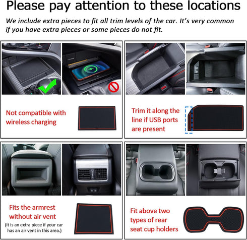 TOPINSTALL Accessorize Interior Mats Compatible with 2018-2024 Toyota Camry Accessories, Non-Slip Cup Holder Mats Door Pocket Pads Center Console ...