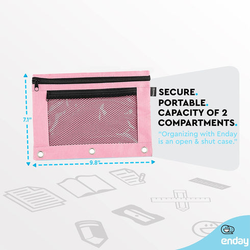 Enday Large Pencil Pouch for 3 Ring Binder Pink, Mesh Zipper Pencil Case, Pen Bag/Pen Case, Small Cosmetic bag, Storage Container, Also Available ...