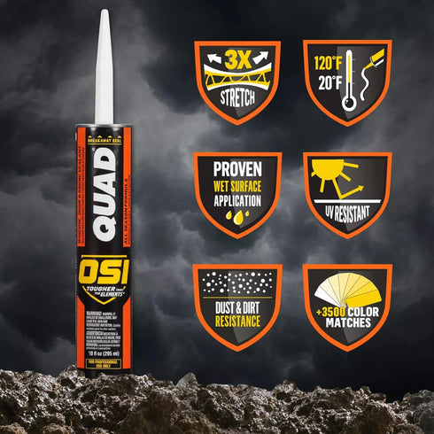 OSI Quad Window, Door and Siding Sealant Gray 517, 10 fl oz, Cartridge...