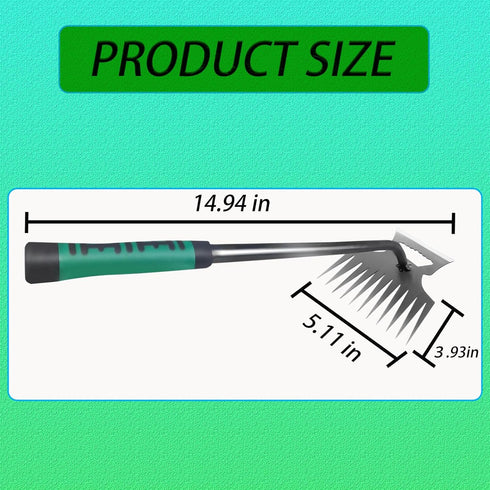 Gardening Hand Weeder Tools, 11-Tooth Manual Weeder, Uprooting Tool with Rubber Handle, Manual Multifunctional Weeders Gardening Tools for Gardens...
