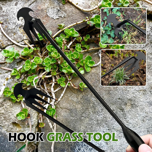Weed Puller Tool Garden Weed Pulling Tool Portable Garden Weeder Tool Uprooting Weeding Tool 4 Teeth Manganese Steel Forged Hand Weeder for Vegeta...