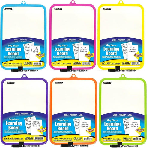 BAZIC 7.4" X 10.3" Double Sided Dry Erase Learning Board w/ Marker...