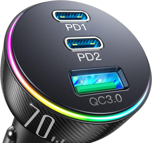 70W USB C Car Charger, JOYROOM Dual PD35W & QC3.0 Super Fast Charging, Compatible with iPhone 15 Pro Max/14 Plus/13 Pro Max/iPad Pro, Samsung Gala...