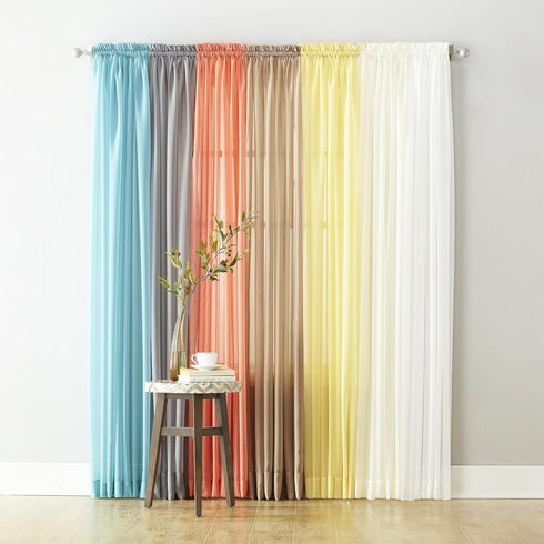 No. 918 Emily Sheer Voile Grommet Curtain Panel, 59" x 95", White...
