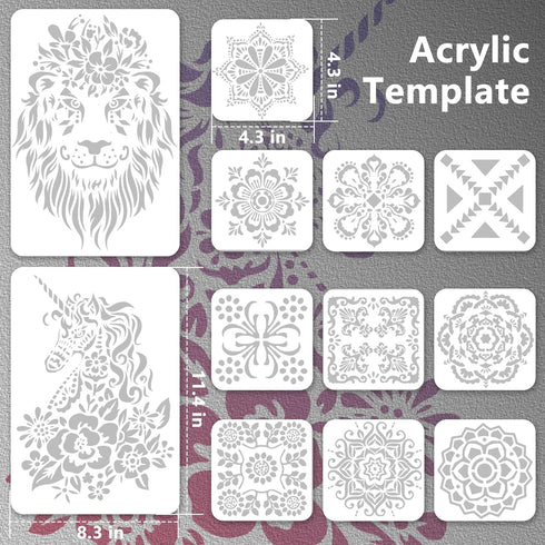 Moricher Temporary Tattoo Kit - 15 Body Markers + 132 Reusable Stencils + Face Gems, Cosmetic Grade Dual-ended Tattoo Pens, A4 Henna Tattoo Templa...