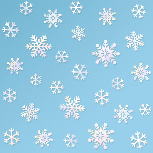pinkblume 72pcs Iridescent White 3D Snowflake Wall Stickers Holographic Snowflakes Wall Decals for Winter Wonderland Christmas Frozen Nursery Xmas...