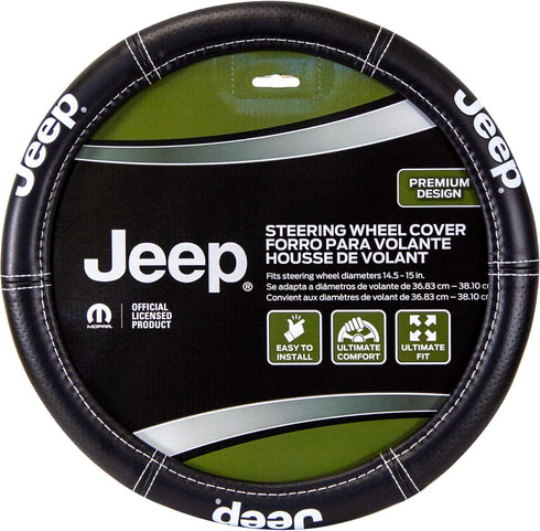 Plasticolor 006695R01 Jeep Deluxe High Contrast Stitching Premium Steering Wheel Cover for Cars, Trucks & SUV, Black...