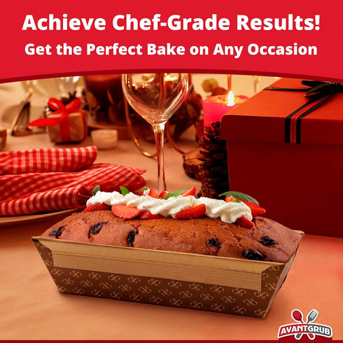 Chef-Grade Elegant 1Lb Paper Loaf Pans 25 Pk. Best Disposable Bakeable Kraft Pan Supply for Baking Bread, Small Meatloaf, Lemon Bundt Cake, Sweets...
