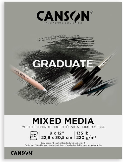 Canson Graduate Grey Toned Mixed Media Pad, Foldover, 9x12 inch, 20 Sheets | Artist Paper for Adults and Students - Watercolors, Mixed Media, Mark...