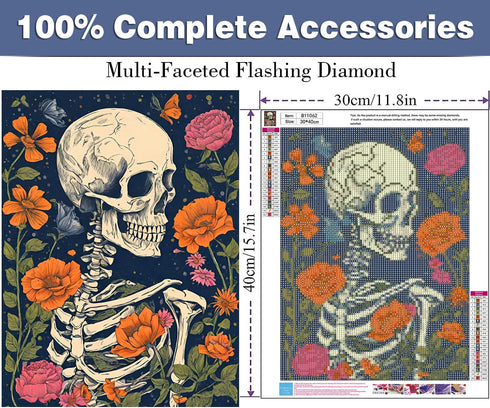 Skull Diamond Painting Kits for Adults Skeleton Diamond Art Kits for Beginners, Round 5d Gem Art Kits for Adult DIY Crafts Kits for Gift Home Wall...