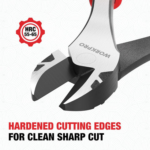 WORKPRO 8 Inch High Leverage Diagonal Pliers, Wire Cutters Heavy Duty in CRV Steel, Diagonal Cutters for Cutting Wires...