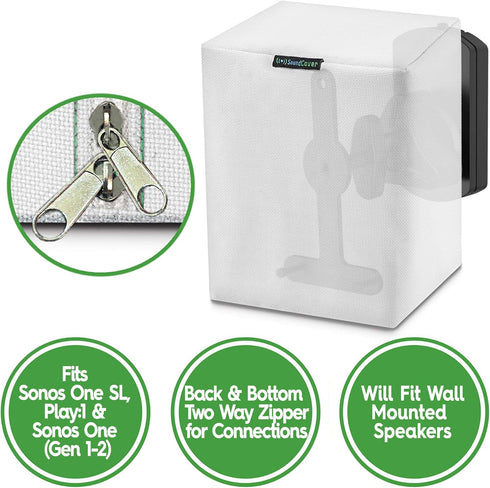 One White Waterproof Heavy Duty Outdoor Sonos Speaker Cover - Dust, Water & UV Protection for your Sonos Play:1, Sonos One & Sonos One SL Speakers...
