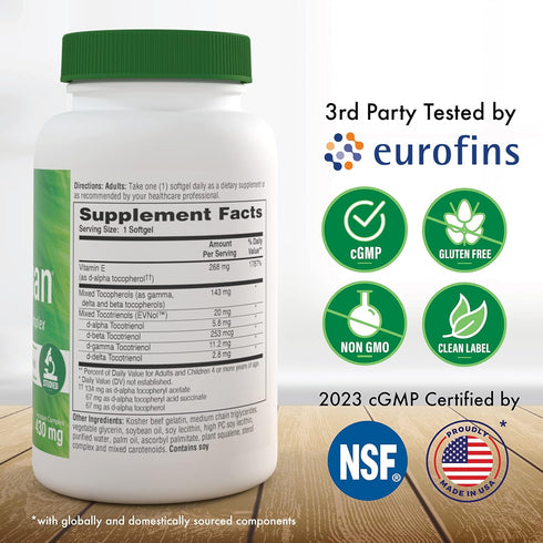 Health Thru Nutrition Tocospan Full Spectrum Vitamin-E 430 mg with EVNol Tocotrienols | All 8 Natural Vitamin E Sources | Clinically Studied | Car...