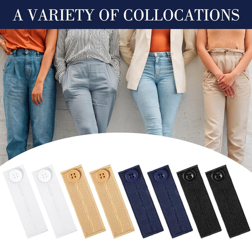 8 PCS Button Extenders for Jeans Elastic Waist Extenders for Pants Waistband Expanders Adjustable Elastic Waist Extenders Waistband for Men Pregna...