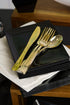Plastic Cutlery Silverware Extra Heavyweight Disposable Flatware, Full Size Plastic Spoons Like Gold 24 Pack...