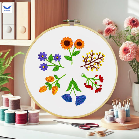 Bradove 3 Sets Leaves and Flowers Embroidery Practice Kit, Embroidery Kit for Beginners Adults, Learn to Embroider Kit Adult Beginner, Embroidery ...