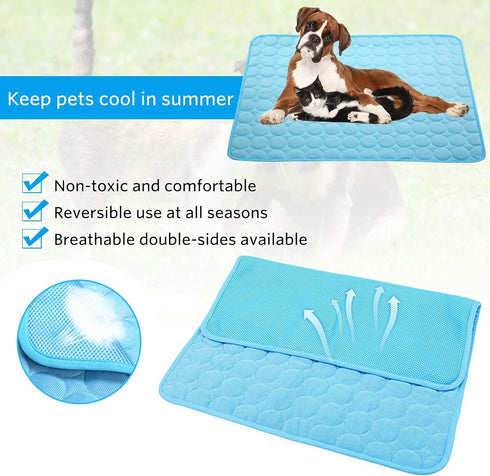 Dog Cooling Mat, Pet Cooling Mat for Dogs Cooling Blanket for Dogs Dog Cooling Pad for Kennels, Crates, Cars, Indoor & Outdoor Ice Silk Cooling Ma...