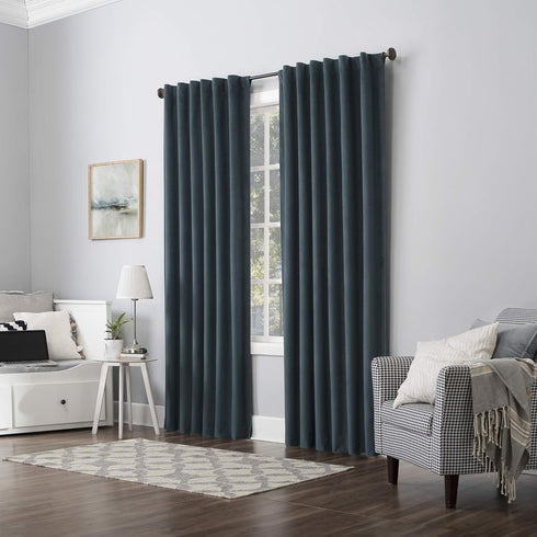 Sun Zero Hampshire Velvet Noise Reducing Thermal Extreme Total Blackout Back Tab Curtain Panel, 50" x 96", Teal...