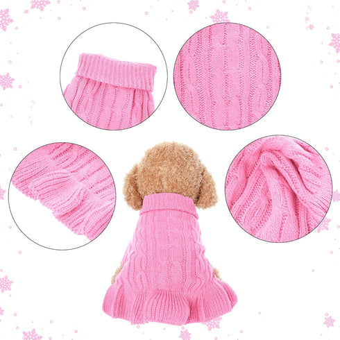Small Dog Sweater Pet Christmas Sweater Dress for Dogs Cat Pet for Winter Christmas Holiday Breathable Ruffle Hem Design (Pink, Medium)...
