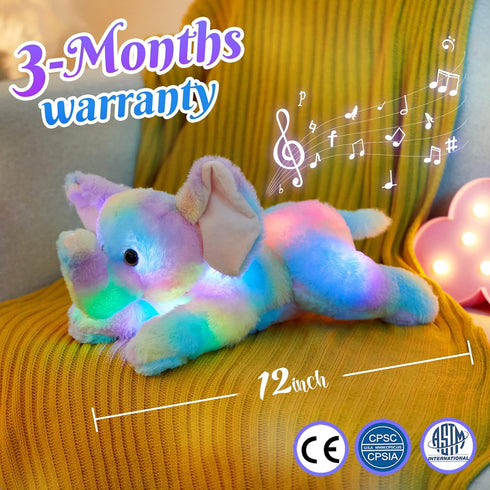 Glow Guards 12''Light up Musical Rainbow Elephant Stuffed Animal,Soft LED Singing Wildlife Plush Toys with Night Light&Lullaby,Birthday Christmas ...