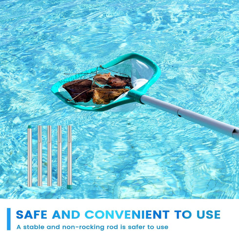 Pool Skimmer - Pool Skimmer Net with 5 Aluminum Pole Sections 67'', Skimmer Net with Fine Mesh Net for Cleaning Leaf of Swimming Pools, Spas, Hot ...