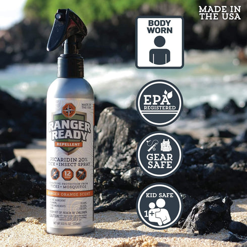 Ranger Ready Picaridin Insect Repellent, Ranger Orange Scent - DEET-Free Tick and Mosquito Repellent Bug Spray (8 Oz., Pack of 1)...