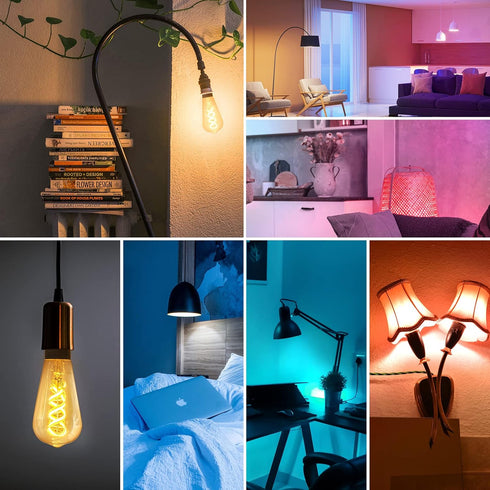 DiCUNO Smart Edison Bulb ST64, Color Changing WiFi Smart Light Bulb, Vinatge ST21 Filament Bulb Work with Alexa & Google, Dimmable with App, 50 Wa...