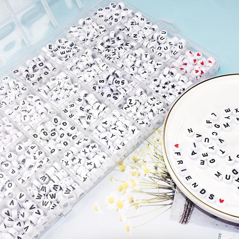 1400pcs Letter Beads, Alphabet A-Z Beads for Jewelry Making and DIY Bracelets, Necklaces, Key Chains, 4x7mm Round Letter Beads Kits for Jewelry Ma...