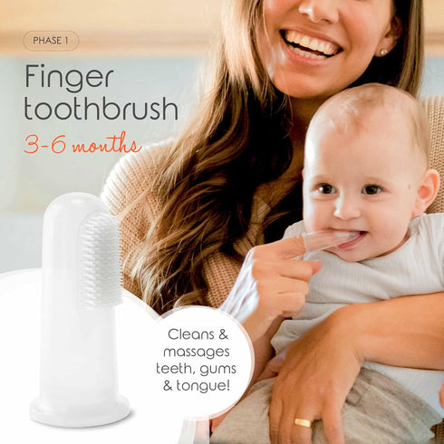 Cherish Baby Care Baby Toothbrush & Toddler Toothbrush Set (0-2 Years) - BPA-Free & Safety-Tested, 2023 Award Winner, Food-Grade Silicone (Pink)...