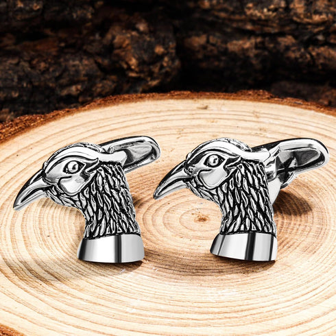 Antiqued Sliver Tone Crow Bird Cufflinks For Men With Gift Box...