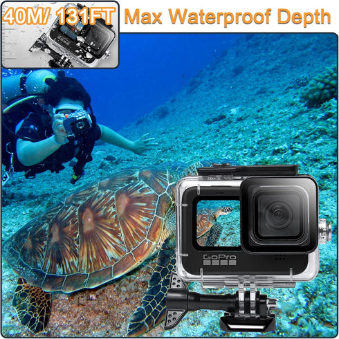 Waterproof Underwater Housing for Gopro Hero 12/11 /10/9 Black, Protective Dive Case Cover with Bracket for Go Pro 12/11 /10/9 Black, 40M...