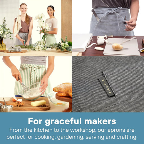MEEMA Waist Apron with 3 Pockets | Waitress Apron | Waitress Apron with Pockets | Half Aprons With Pockets | Server Aprons Women...