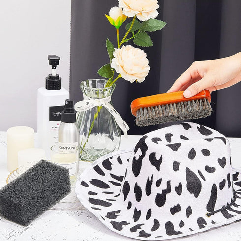 5 Pieces Felt Hat Cleaning Sponge Felt Hat Brush Felt Hat Cleaner Horse Hair Wood Hat Brush Hat Cleaning Kit for Felt Hat Cowboy Hat Baseball Hat...