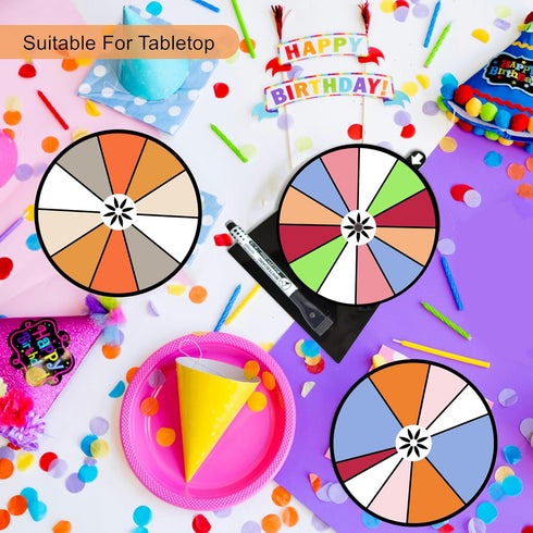 Spinning Prize Wheel, 6 inch Wheel-Spinning Wheel for Prizes with Stand, 10,12 Slots Color Small Tabletop Roulette Spinner with Mark Pen, Easy Ass...