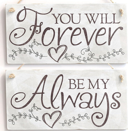 Meijiafei 'You Will Forever Be My Always' Love Sign - Vintage PVC Door Sign/Plaque 10"x5"...